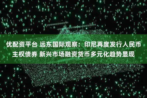 优配资平台 远东国际观察：印尼再度发行人民币主权债券 新兴市场融资货币多元化趋势显现