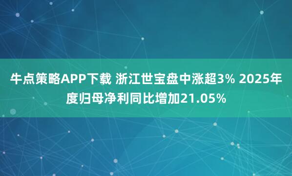 牛点策略APP下载 浙江世宝盘中涨超3% 2025年度归母净利同比增加21.05%